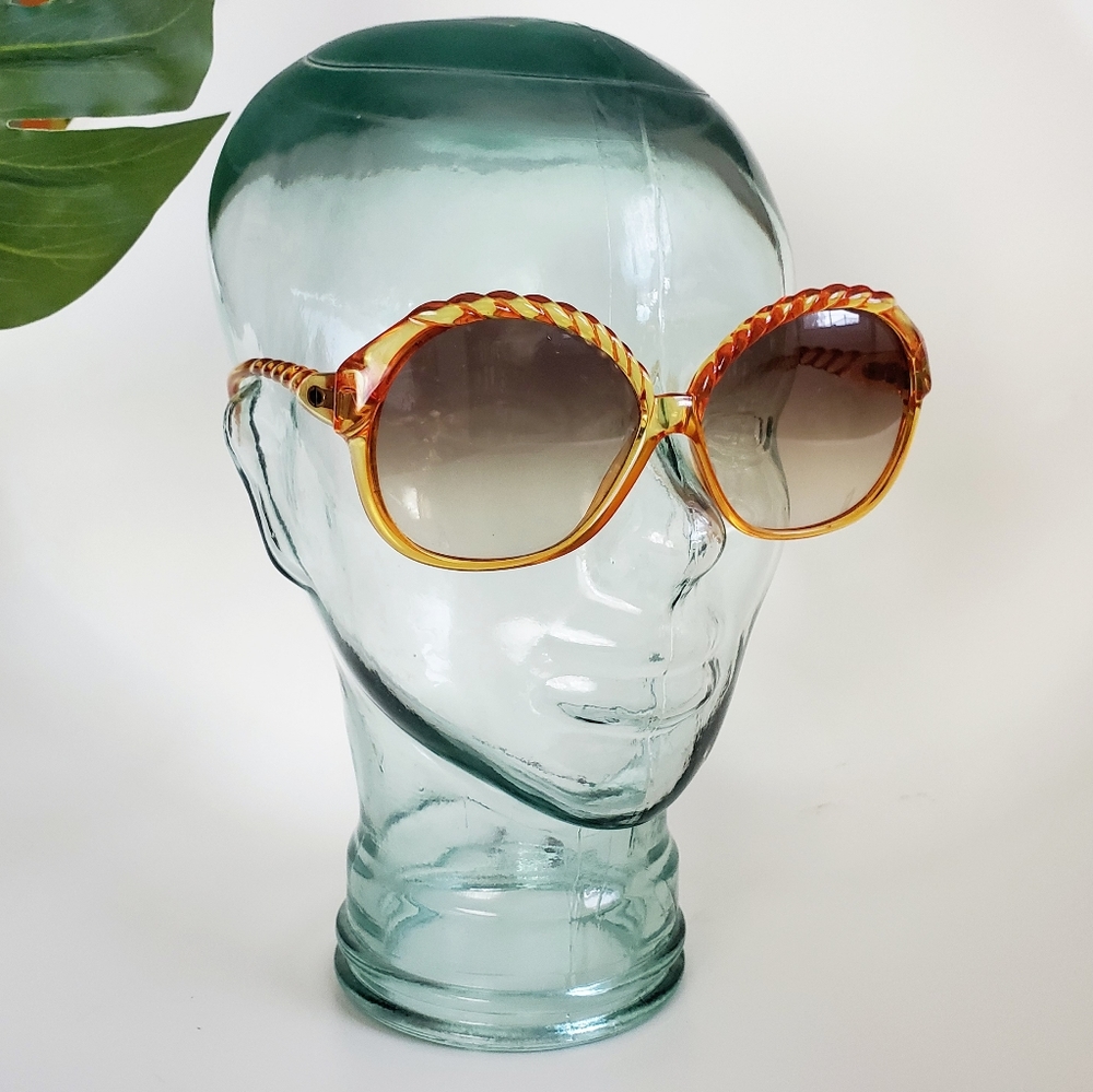 Vintage Christian Dior 1970s Amber Braid Sunglasses Made in Germany